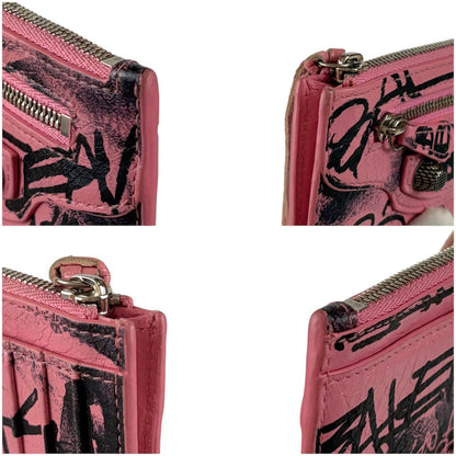 Balenciaga Cagole Graffiti Fragment Case Mini Wallet Card Coin Pink City — view 6