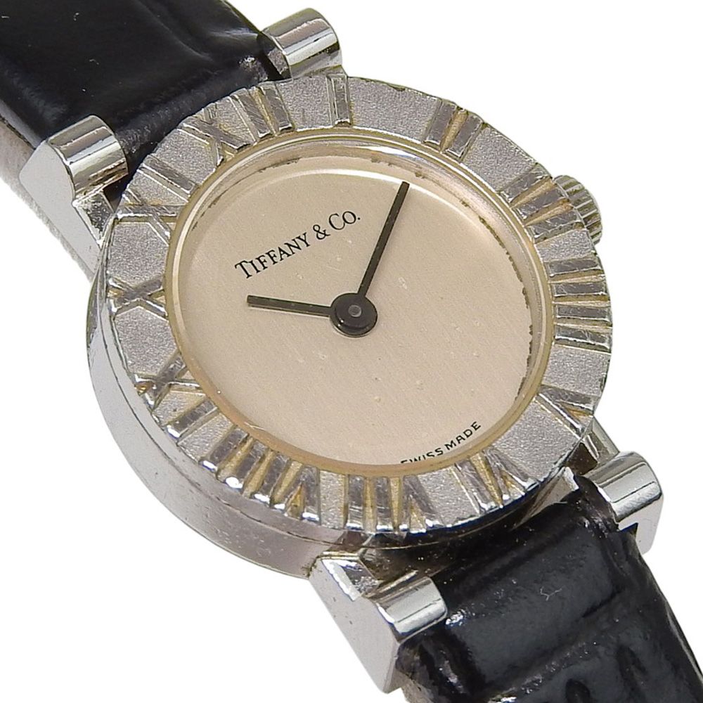 Tiffany & Co Atlas Stainless Steel Leather Quartz Analog Display Silver Dial — view 3