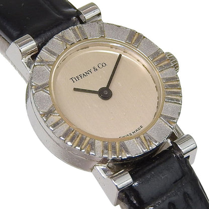 Tiffany & Co Atlas Stainless Steel Leather Quartz Analog Display Silver Dial — view 3