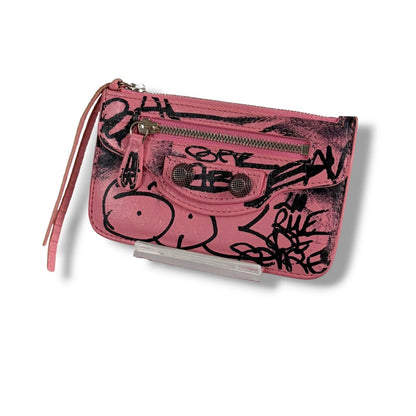 Balenciaga Cagole Graffiti Fragment Case Mini Wallet Card Coin Pink City — view 2