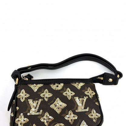 Louis Vuitton Handbag Monogram Eclipse Sequin Mini Pochette Brown Black Gold — view 6