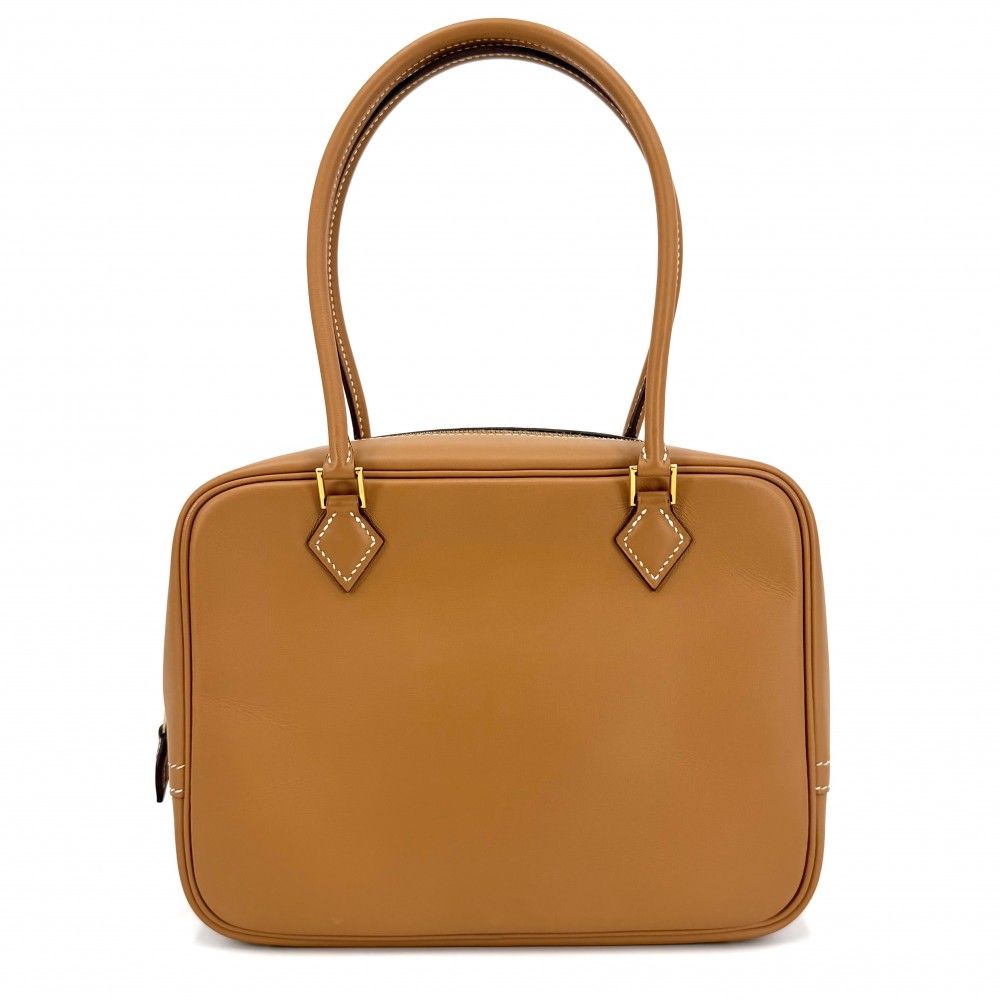 Hermes Plume 20 Small Mini Bag Simple Leather Brown Gold