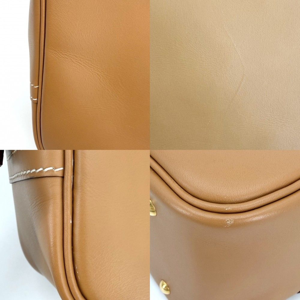 Hermes Plume 20 Small Mini Bag Simple Leather Brown Gold — view 7