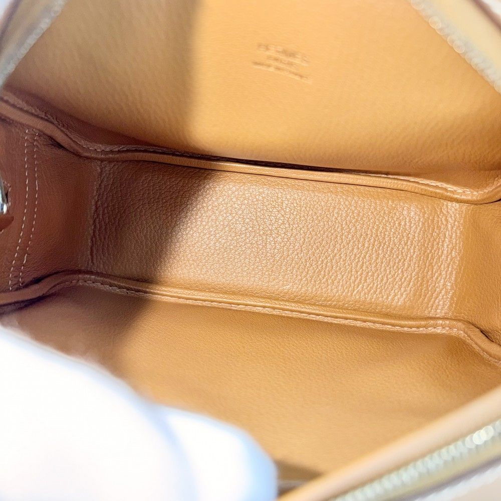 Hermes Plume 20 Small Mini Bag Simple Leather Brown Gold — view 4