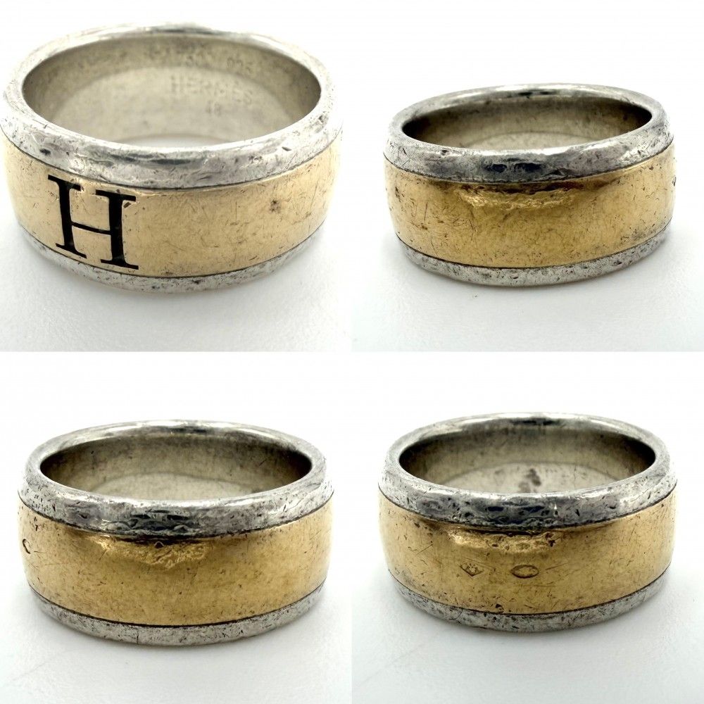Hermes Ring Logo 18K Yellow Gold 48 Combination Gold 925 Sterling Silver — view 5