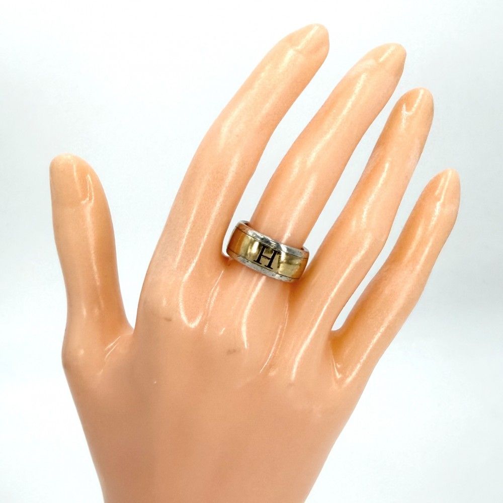 Hermes Ring Logo 18K Yellow Gold 48 Combination Gold 925 Sterling Silver — view 2