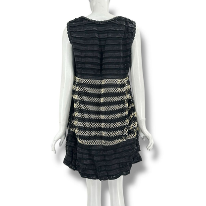 Chanel Dress Sleeveless Zigzag Pattern Openwork White Black 38 — view 3