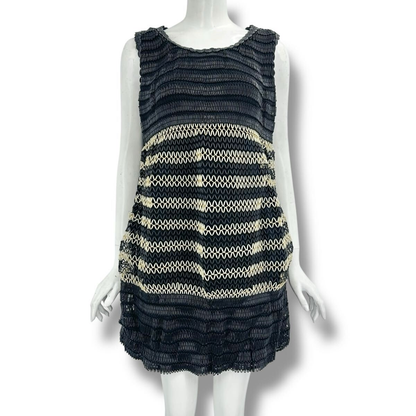 Chanel Dress Sleeveless Zigzag Pattern Openwork White Black 38 — view 2