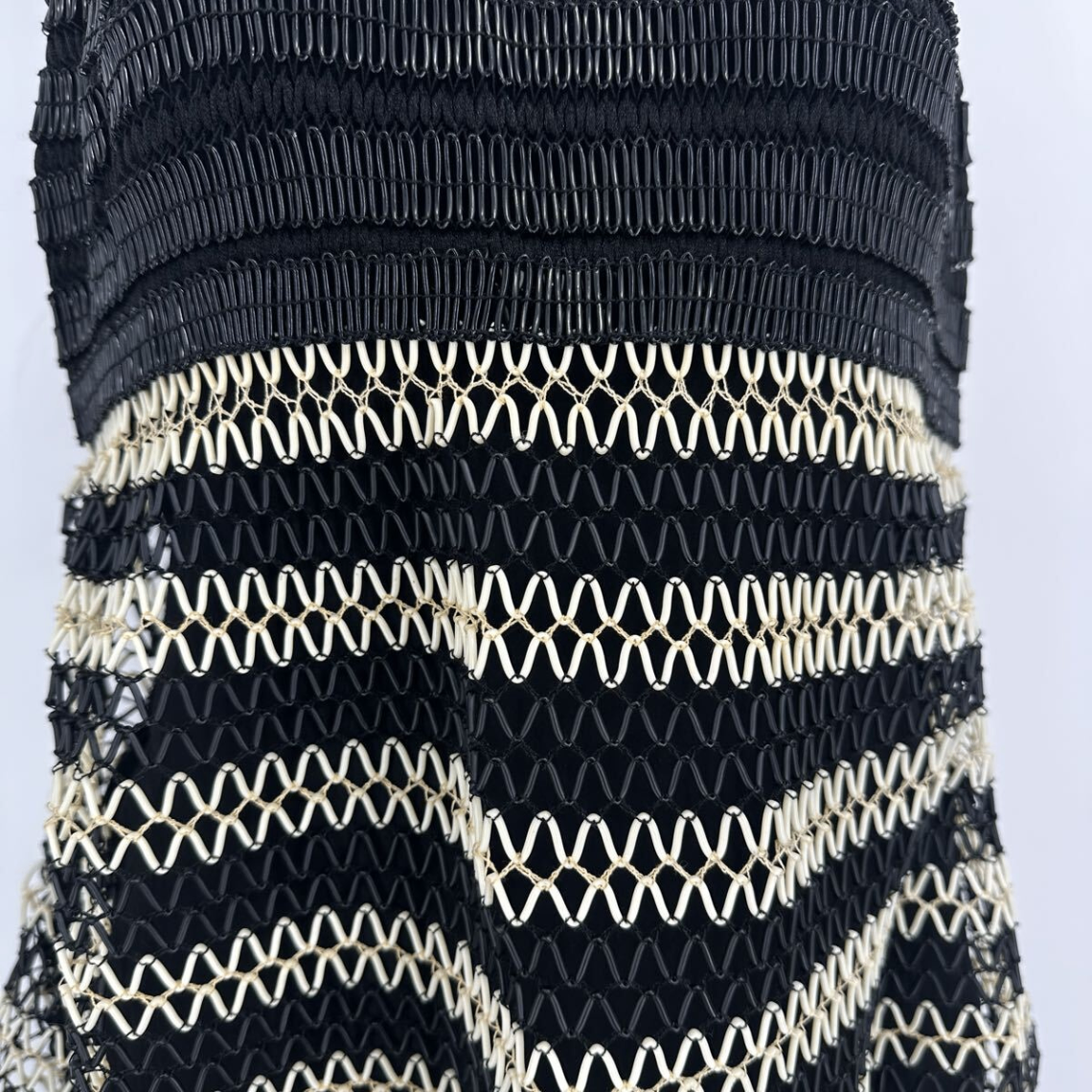 Chanel Dress Sleeveless Zigzag Pattern Openwork White Black 38 — view 4