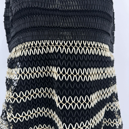 Chanel Dress Sleeveless Zigzag Pattern Openwork White Black 38 — view 4