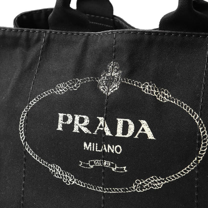 Prada Canapa M Tote Bag Canvas Black — view 7
