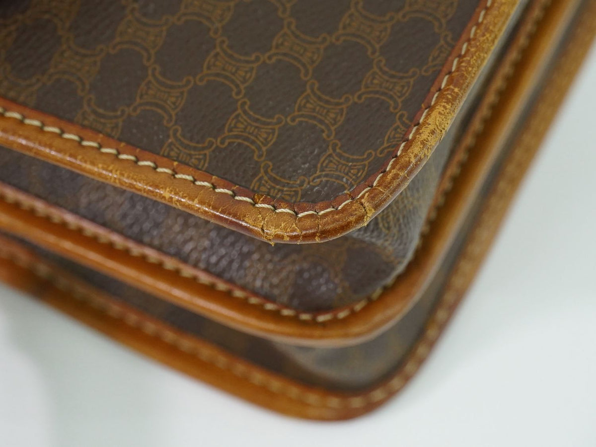 Celine Macadam Shoulder Bag Pochette Brown — view 7