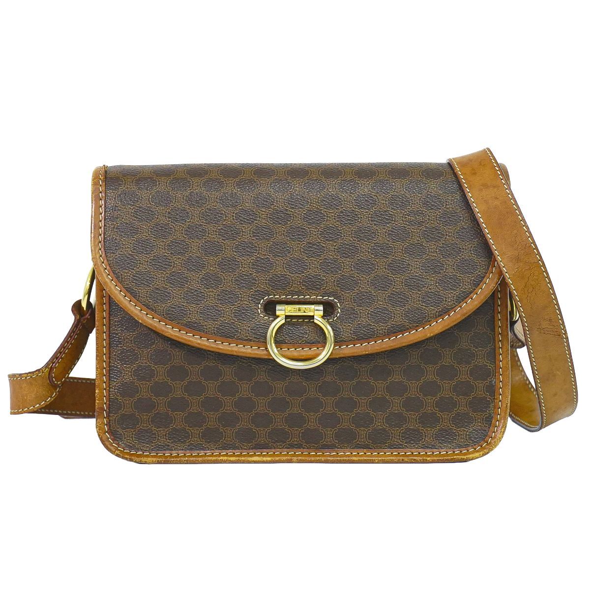 Celine Macadam Shoulder Bag Pochette Brown