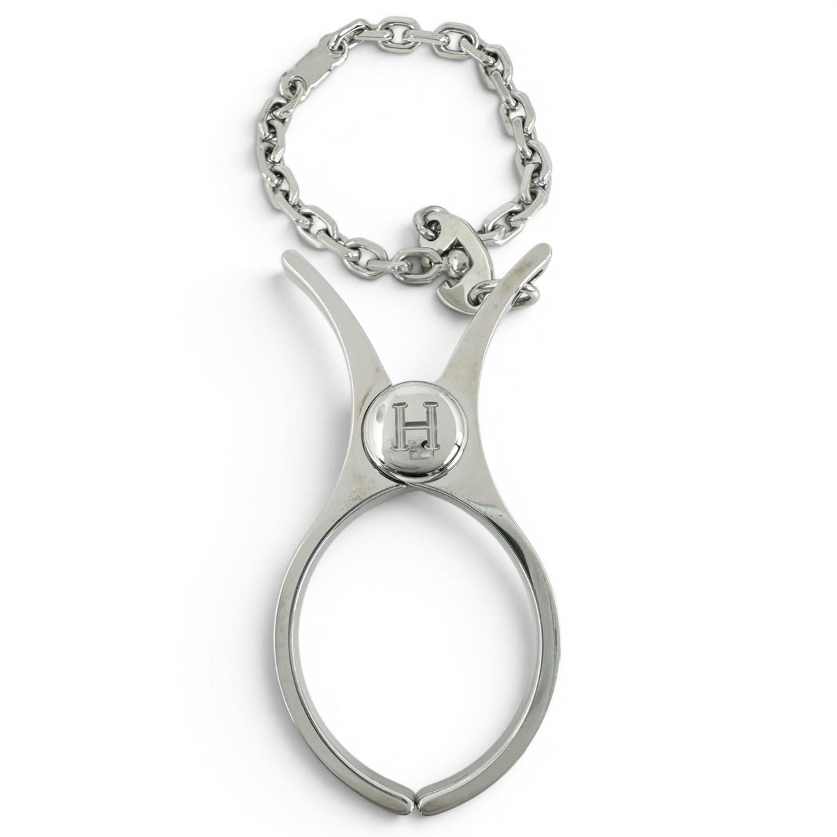 Hermes Filou Logo Glove Holder Strap Silver Gloves — view 3
