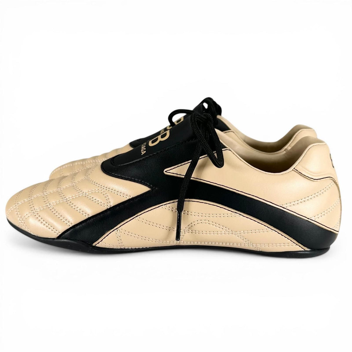 Balenciaga Zen Sneakers Leather Low-Cut Sneakers Beige Black — view 3