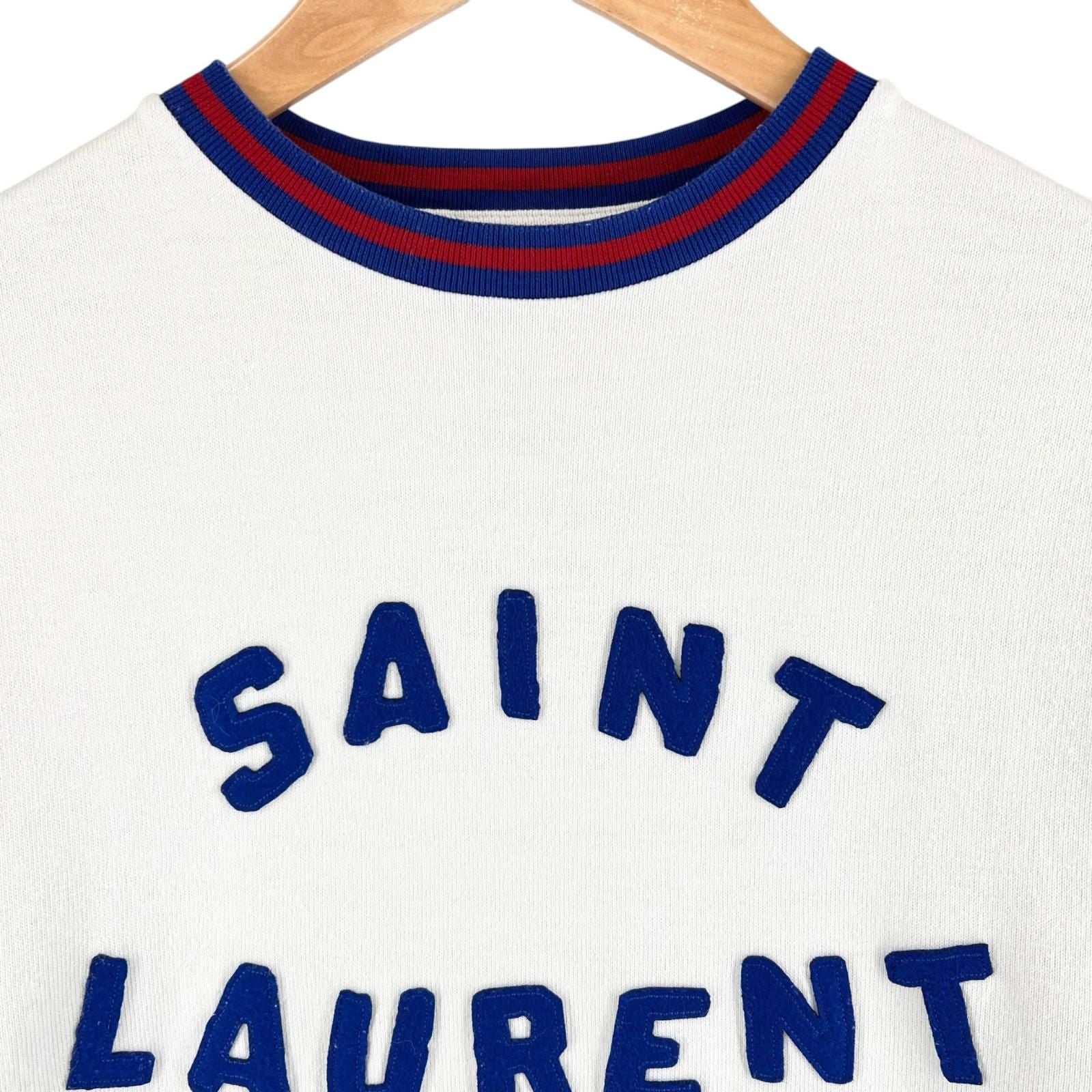 Saint Laurent Paris Cotton Short Sleeve T-Shirt White Blue XS — view 3