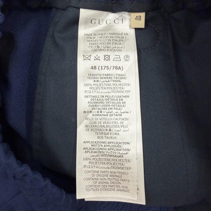 Gucci Leather Interlocking G Logo Patch Jersey Easy Pants Navy 48 — view 8