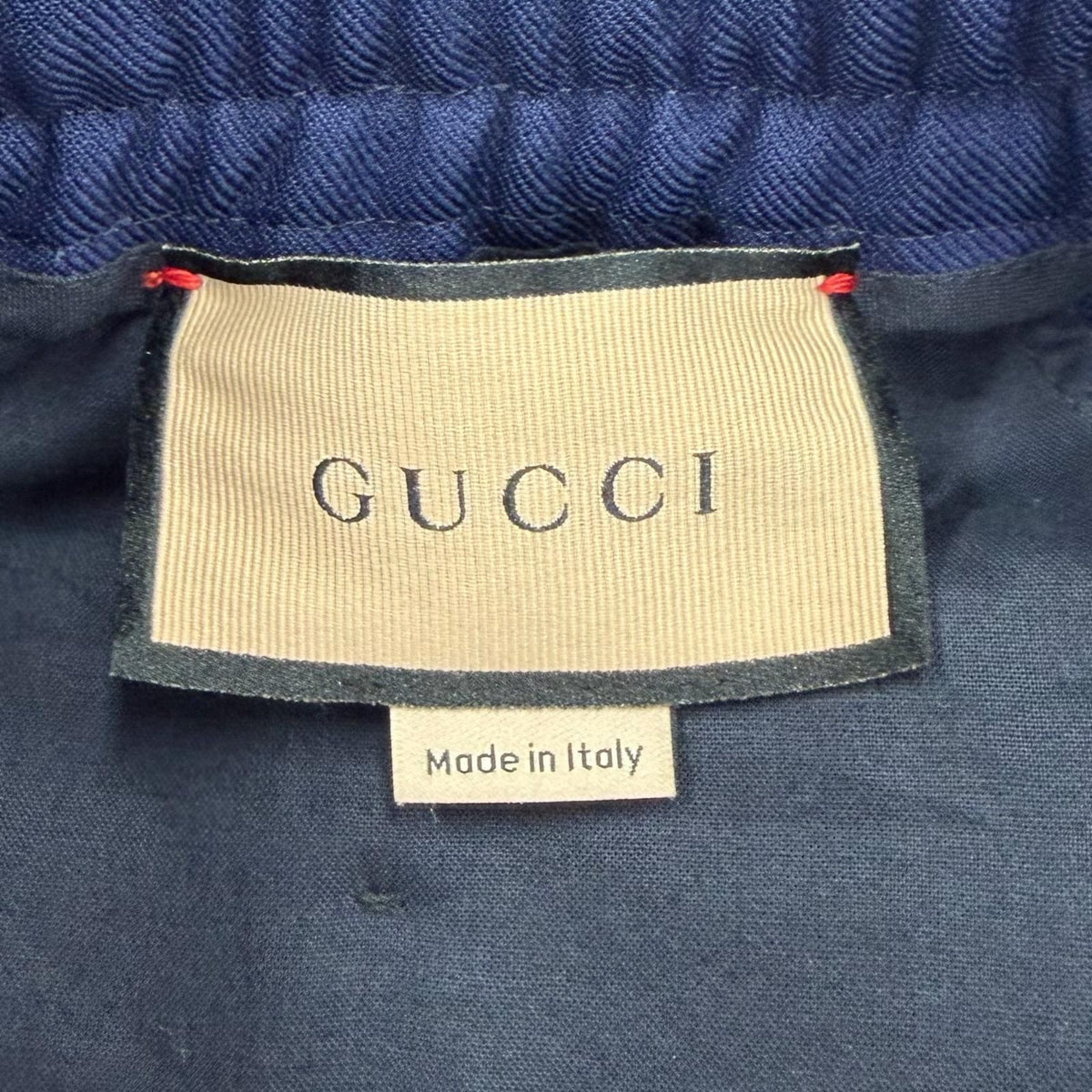Gucci Leather Interlocking G Logo Patch Jersey Easy Pants Navy 48 — view 7