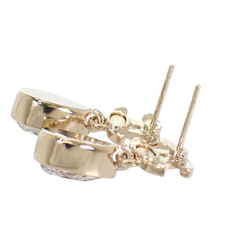 Chanel CC Drop Swing Earrings Metal Crystal Gold CC Logo — view 8