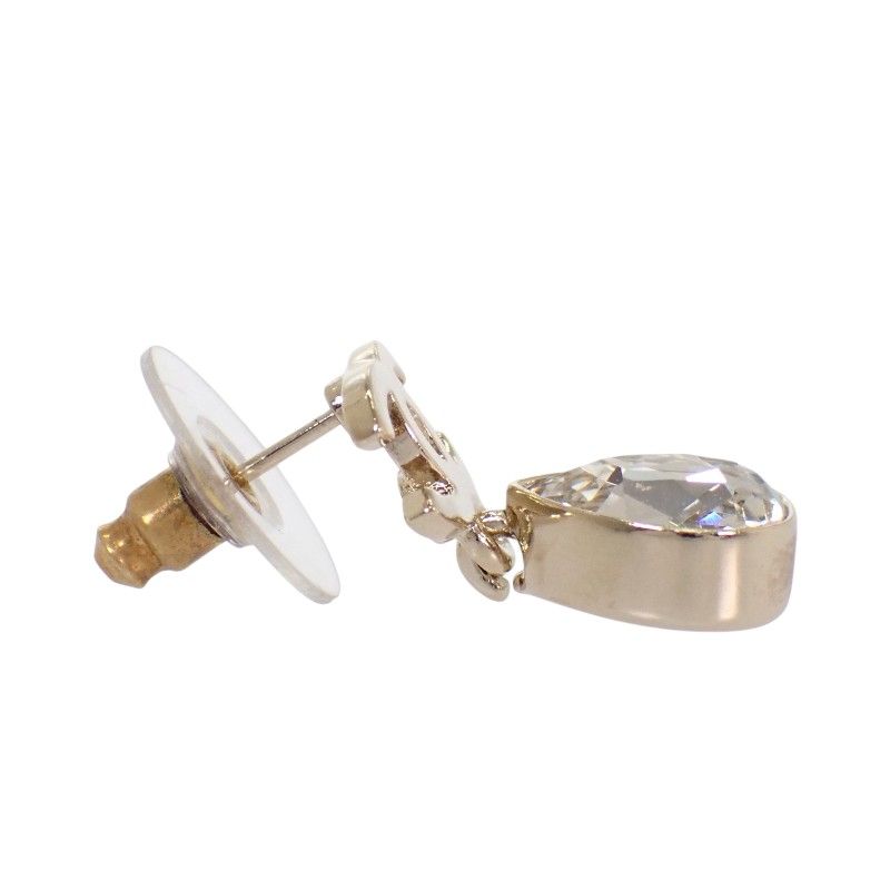 Chanel CC Drop Swing Earrings Metal Crystal Gold CC Logo — view 5