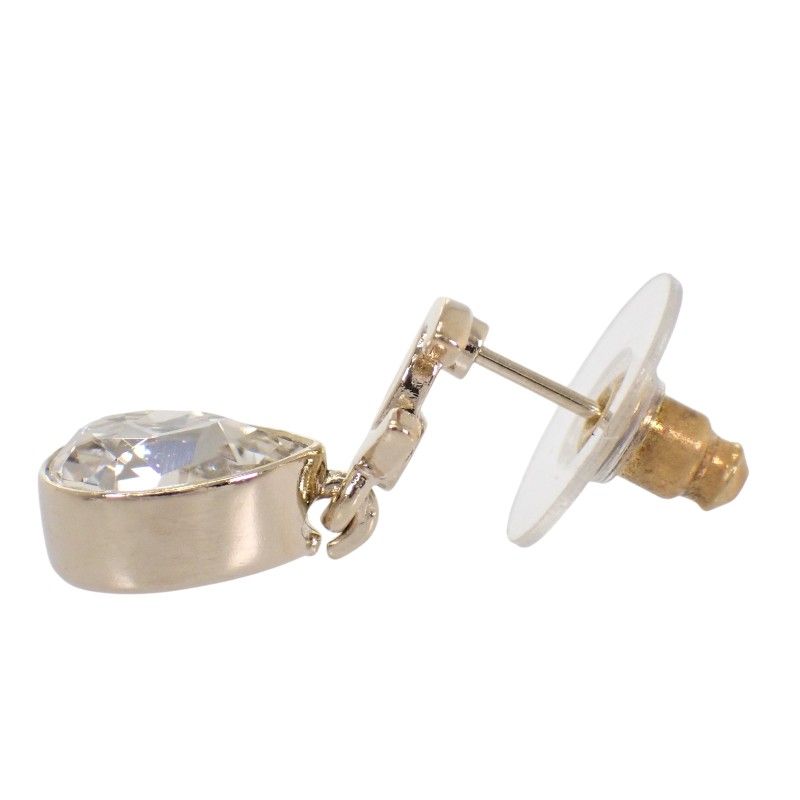 Chanel CC Drop Swing Earrings Metal Crystal Gold CC Logo — view 6