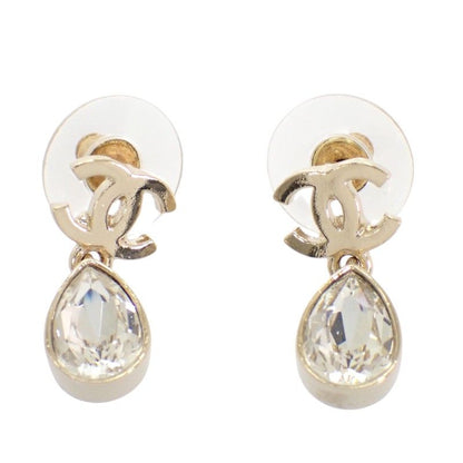 Chanel CC Drop Swing Earrings Metal Crystal Gold CC Logo — view 2