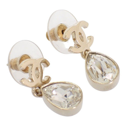 Chanel CC Drop Swing Earrings Metal Crystal Gold CC Logo — view 4