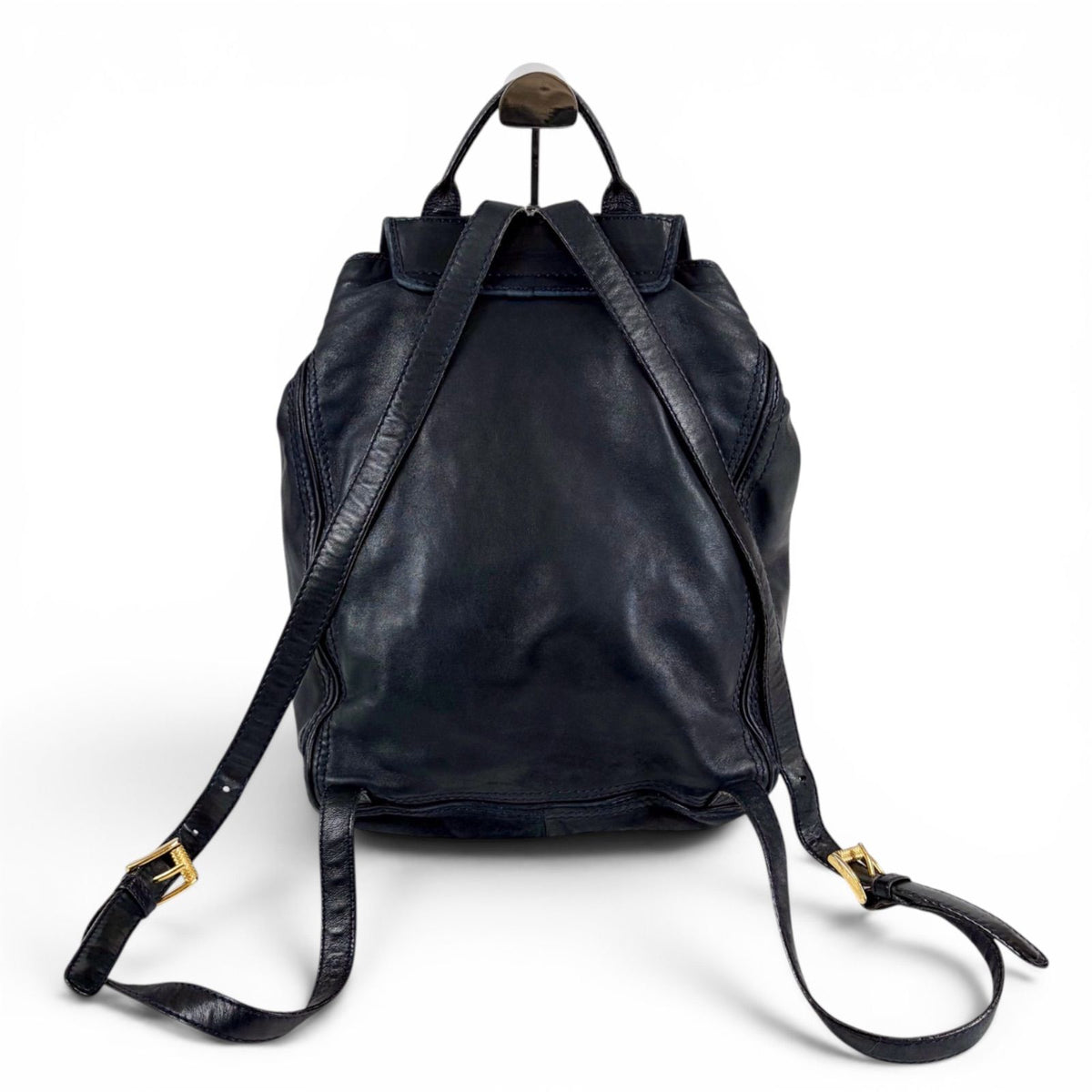 Bottega Veneta Drawstring Backpack Intrecciato Leather Navy — view 2