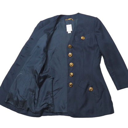 Celine Vintage Skirt Suit 42 Collarless Jacket Tight — view 8
