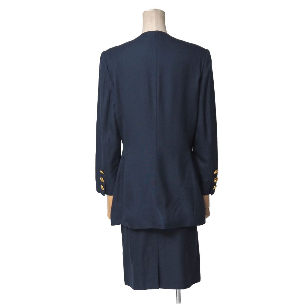 Celine Vintage Skirt Suit 42 Collarless Jacket Tight — view 2