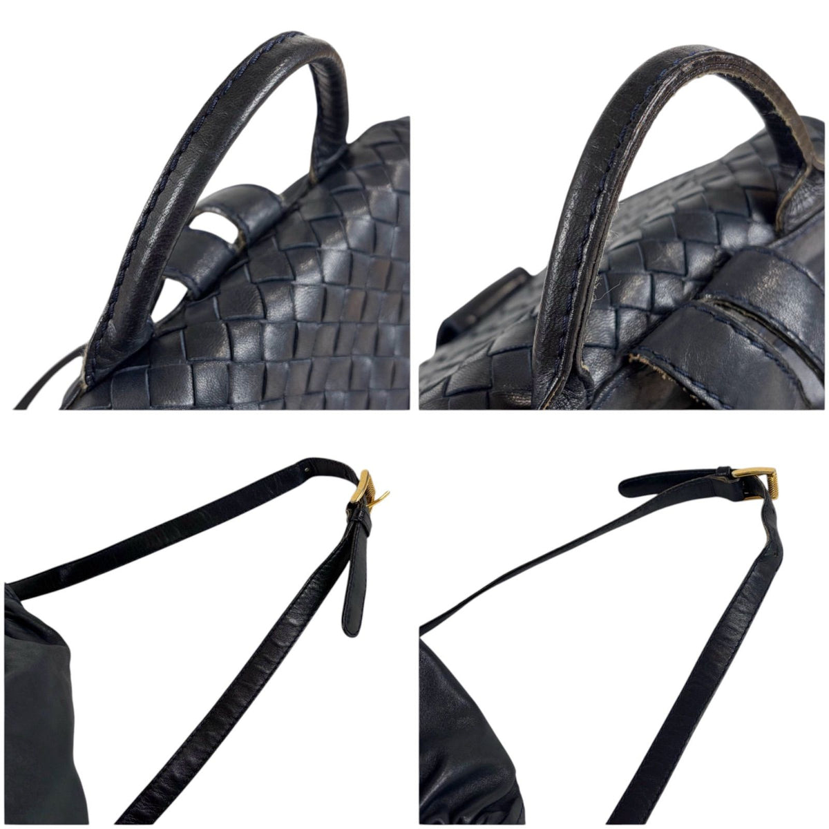 Bottega Veneta Drawstring Backpack Intrecciato Leather Navy — view 7