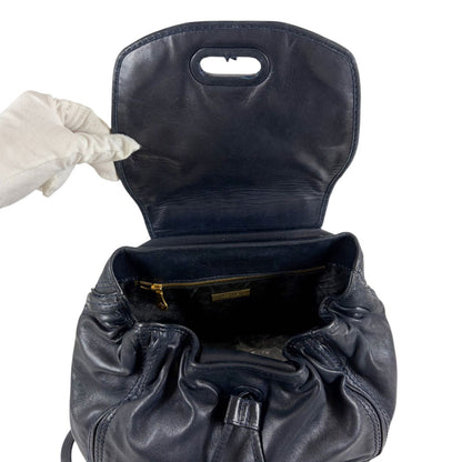 Bottega Veneta Drawstring Backpack Intrecciato Leather Navy — view 3