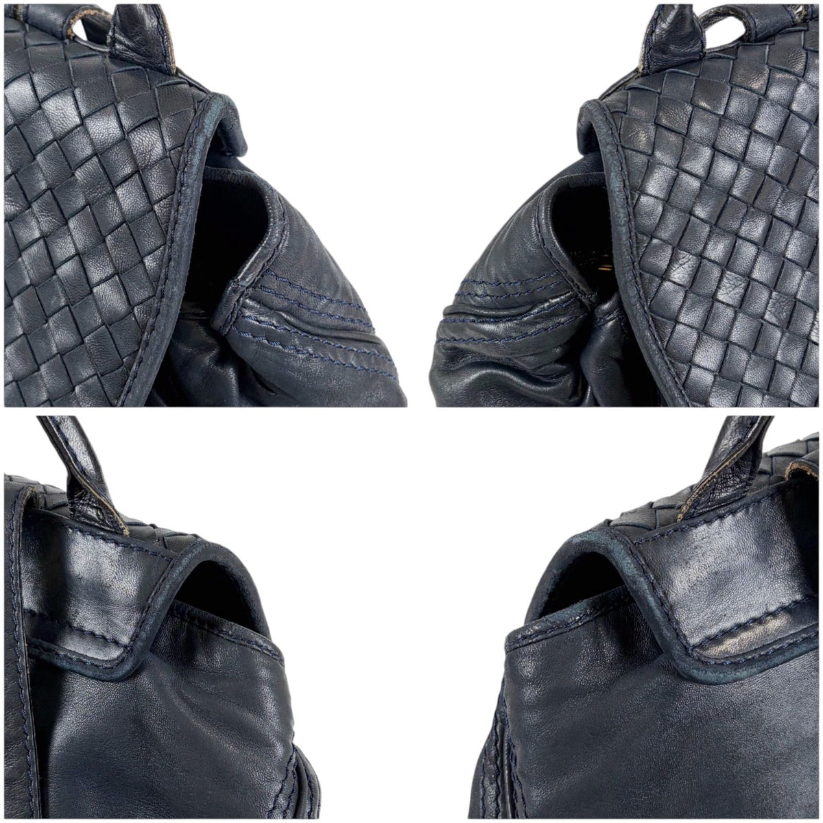 Bottega Veneta Drawstring Backpack Intrecciato Leather Navy — view 5