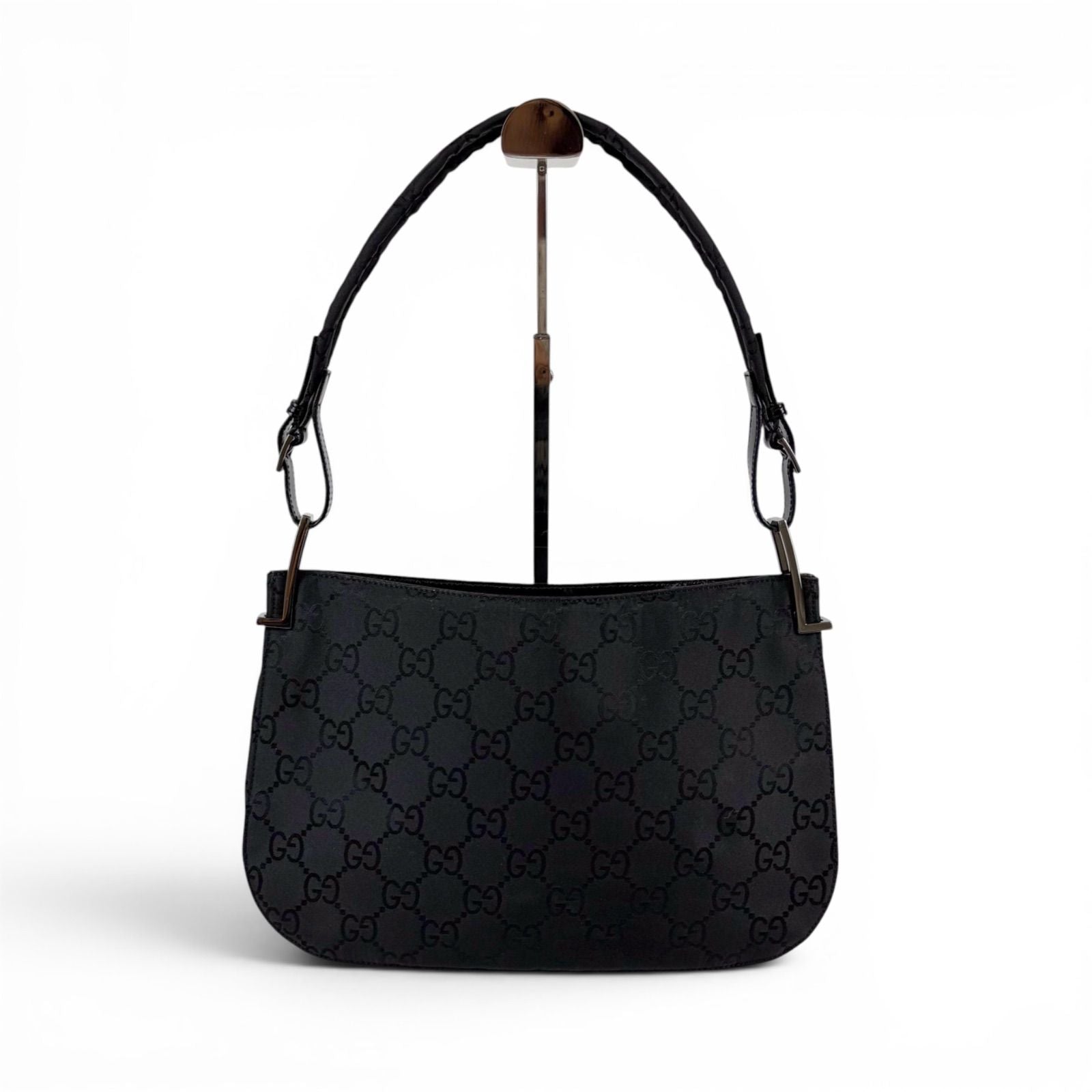 Gucci GG Canvas Shoulder Bag Hobo Nylon Black — view 2