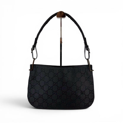 Gucci GG Canvas Shoulder Bag Hobo Nylon Black — view 2