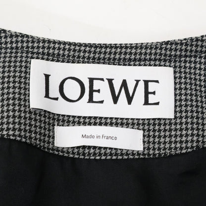 Loewe Gray Wool Houndstooth Pattern Belt Collarless Jacket 32 — view 4