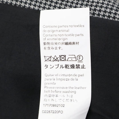 Loewe Gray Wool Houndstooth Pattern Belt Collarless Jacket 32 — view 6