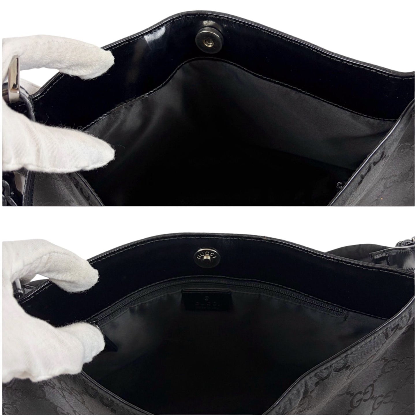 Gucci GG Canvas Shoulder Bag Hobo Nylon Black — view 7