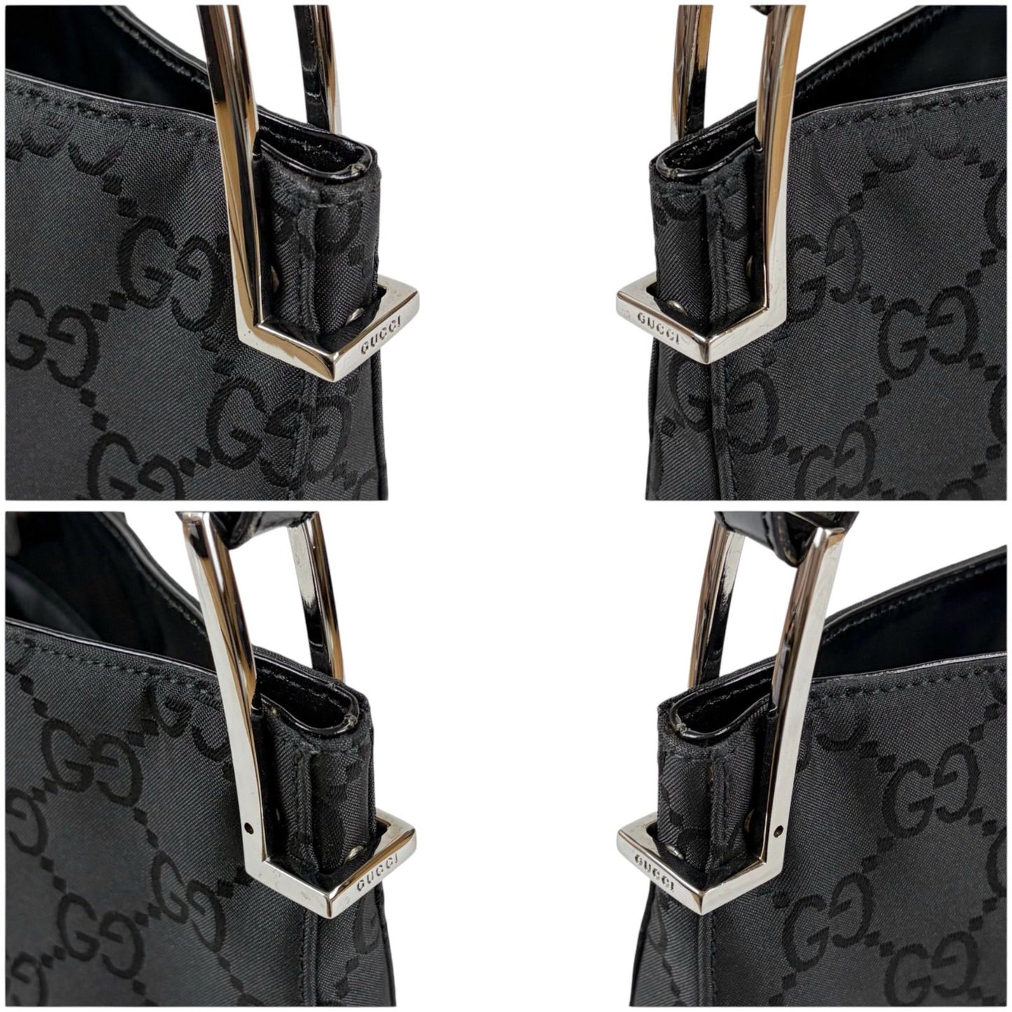 Gucci GG Canvas Shoulder Bag Hobo Nylon Black — view 4