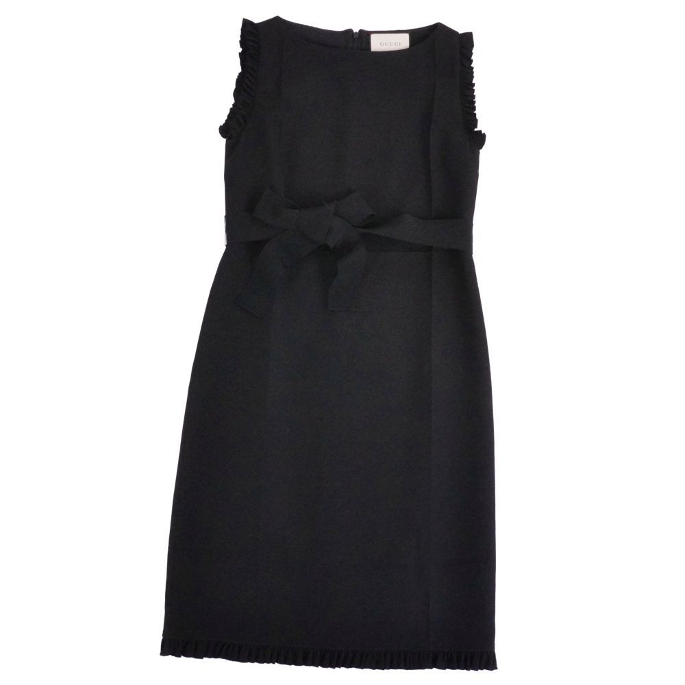 Gucci Dress Belted Sleeveless Silk Wool