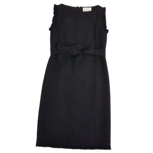 Gucci Dress Belted Sleeveless Silk Wool