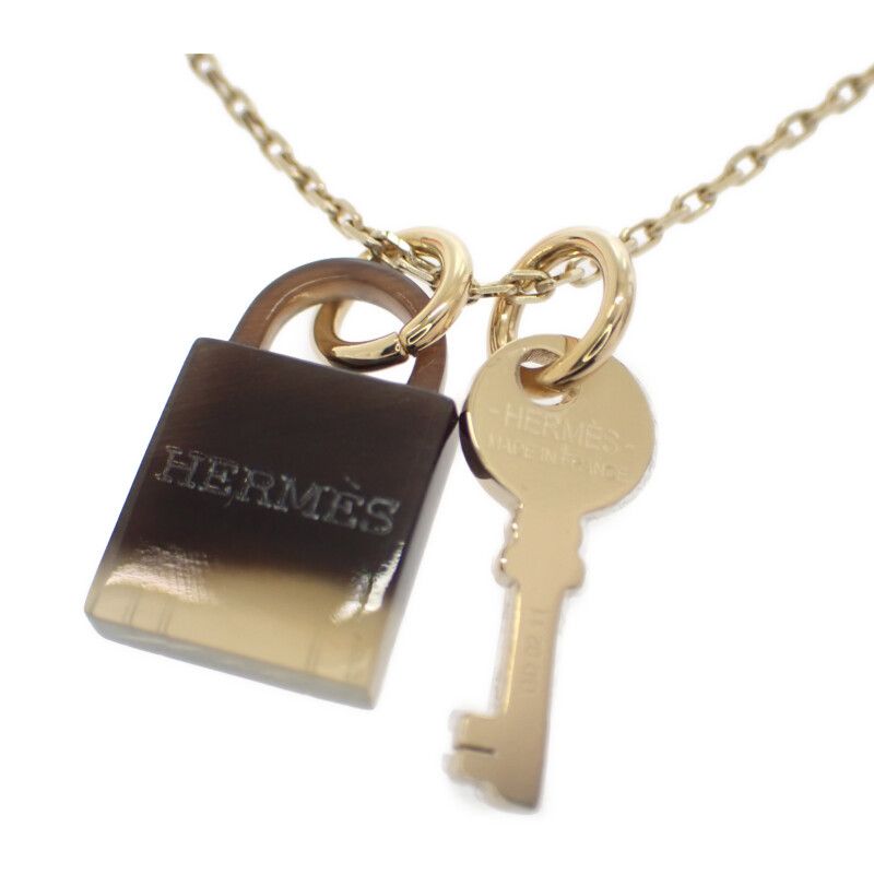 Hermes Amulette Padlock PM Necklace Metal Buffalo Horn Gold — view 4