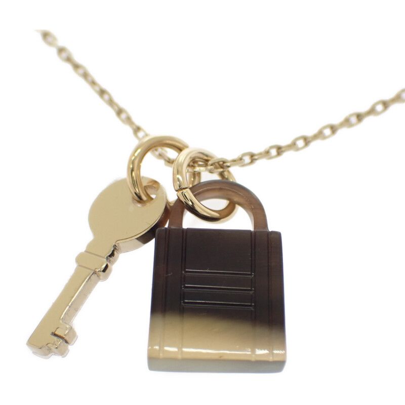 Hermes Amulette Padlock PM Necklace Metal Buffalo Horn Gold — view 3