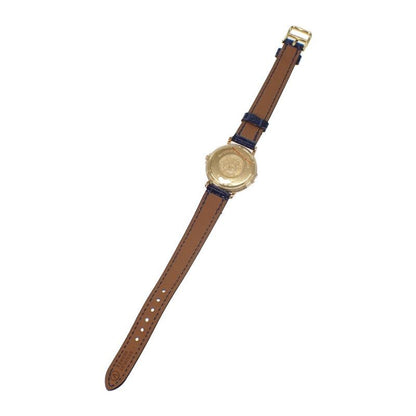 Hermes Ruban Lug Bezel Diamond Watch Yellow Gold Pink Navy Quartz White Dial — view 5