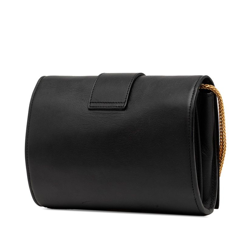 Saint Laurent Line Chain Shoulder Bag Black Leather — view 2