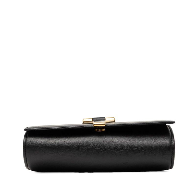Saint Laurent Line Chain Shoulder Bag Black Leather — view 3