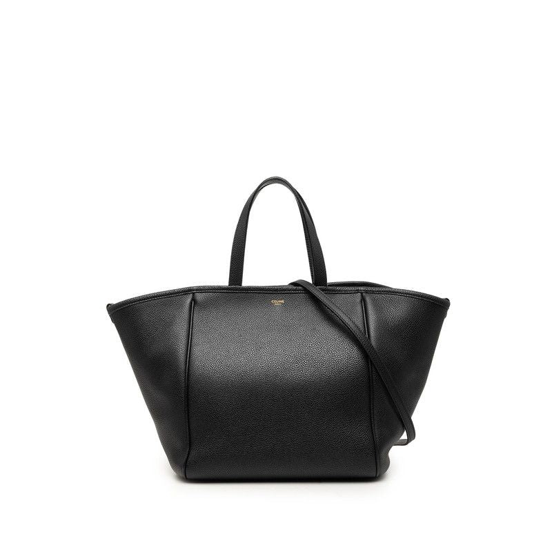 Celine Small Fold Cover 2-Way Shoulder Bag Black Leather