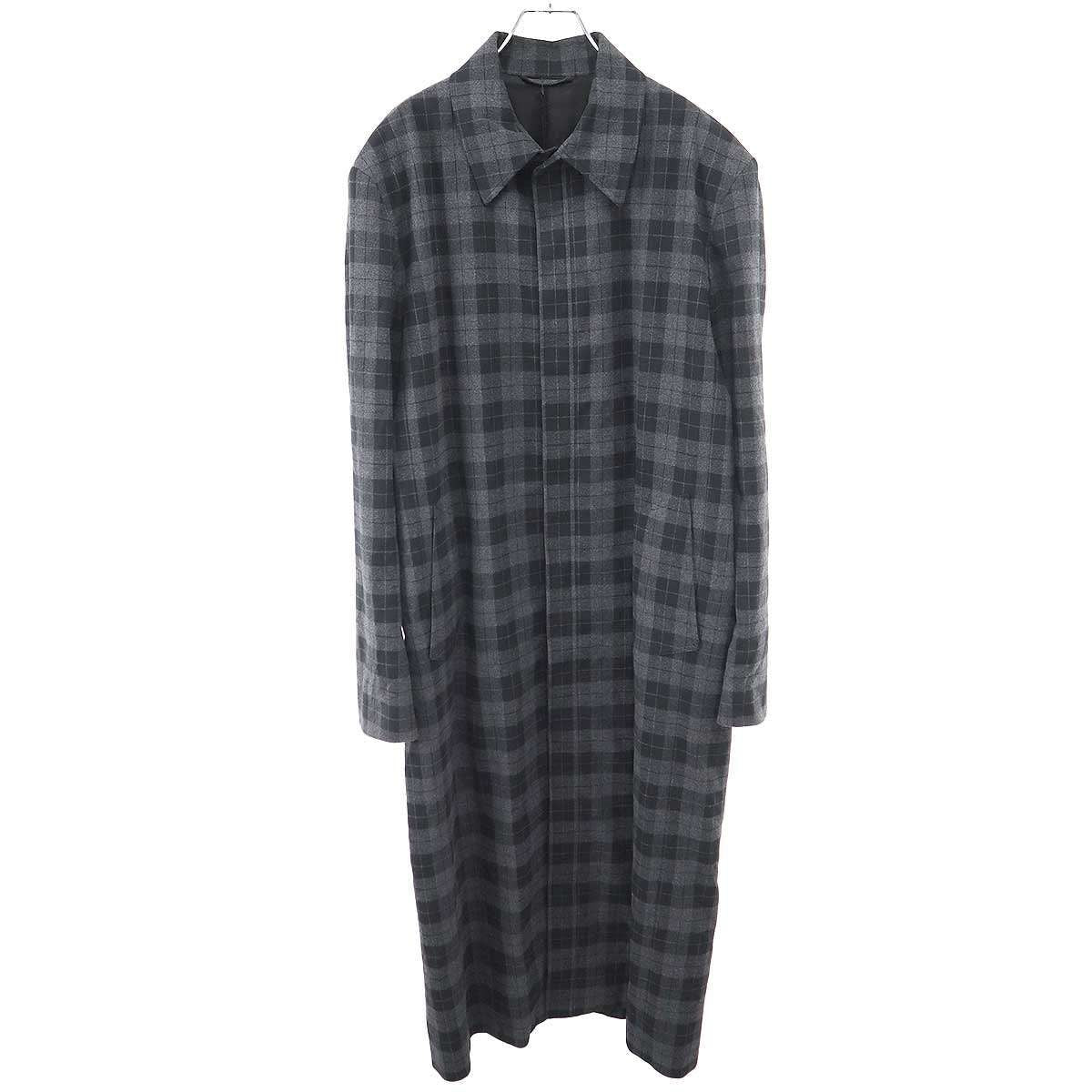 Balenciaga Check Long Coat Black Gray 46