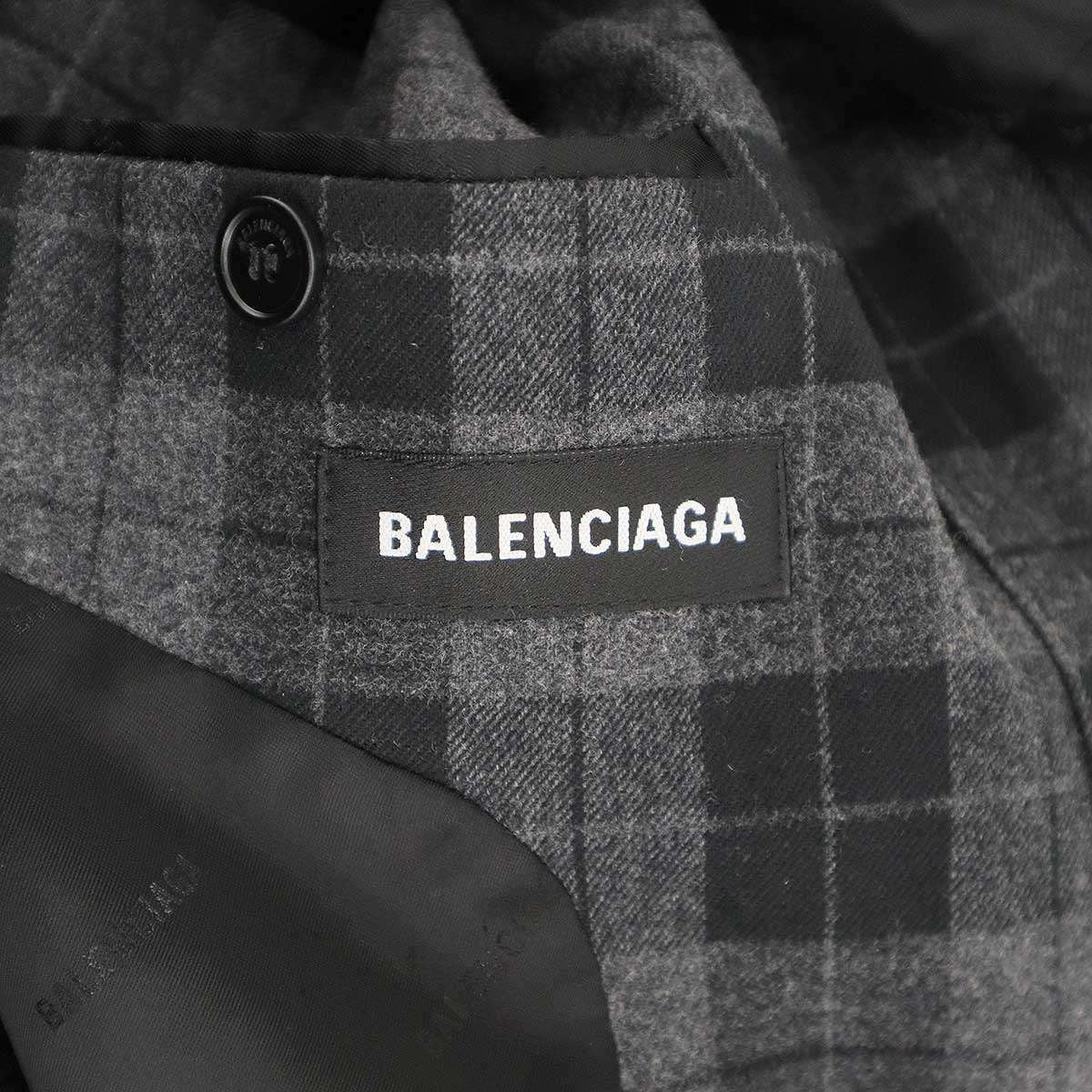 Balenciaga Check Long Coat Black Gray 46 — view 3