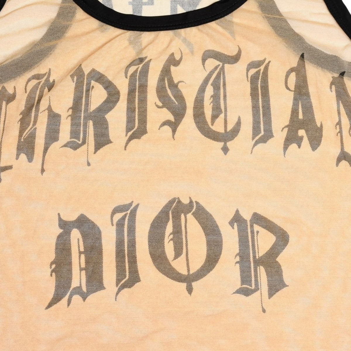 Dior Gothic Logo Mesh Tank Top Sheer Galliano Era Font — view 7